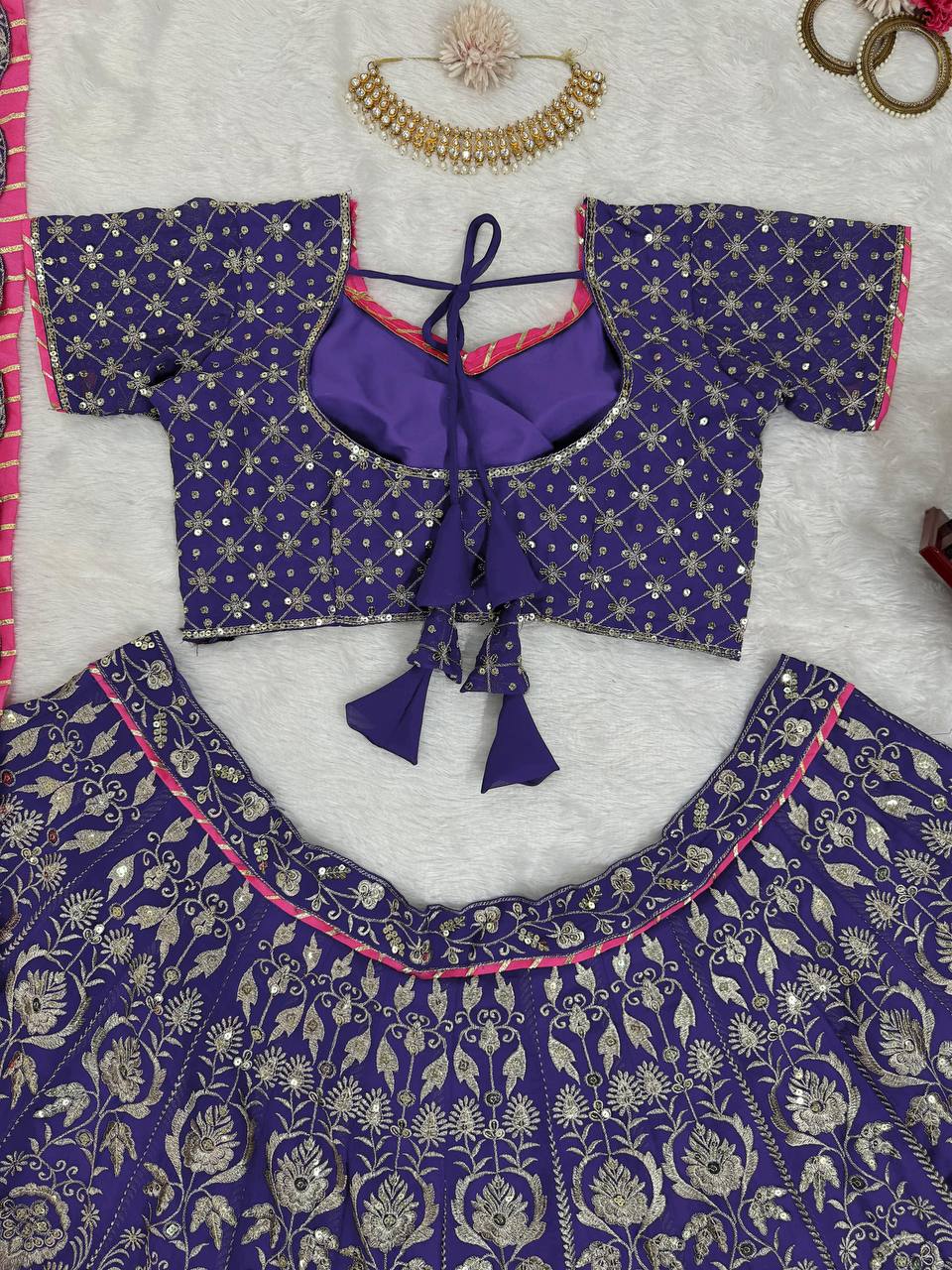 Designer Heavy Embroidered Foux Georgette Lehenga